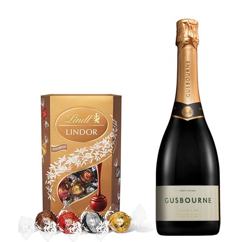 Gusbourne Brut Reserve English Sparkling 75cl With Lindt Lindor Assorted Truffles 200g